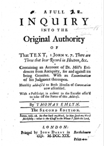 Book Cover: A full enquiry into the original authority of that text, 1 John v. 7