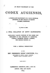 Book Cover: An Exact Transcript of Codex Augiensis by Scrivener