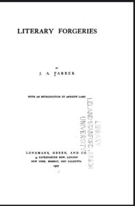 Book Cover: Literary Forgeries